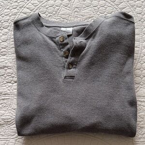 CARHARTT Classic Charcoal Henley Men's Long Sleeve Shirt | LARGE